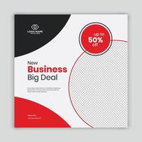 Business social media post design template with red and black color vector