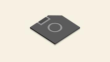 Vector graphic of isometric floppy disk using black, grey and blue color scheme. Perfect for product mockup