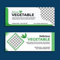 Vector graphic of web banner design with green and white color scheme. Perfect for vegetable or farmer product promotion