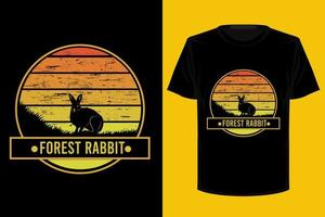 diseño de camiseta vintage retro de conejo de bosque vector