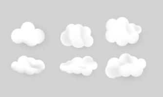 Conjunto de nubes de diseño de procesamiento 3d aislado en el fondo vector