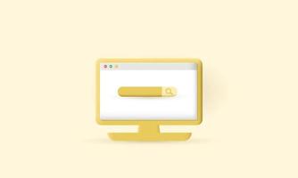 Navegador 3d concepto de búsqueda en línea diseño minimalista vector