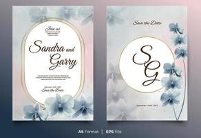 Luxury watercolor wedding invitation with pastel orchid flower vector