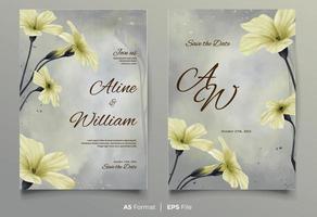 Watercolor wedding invitation with yellow flower ornament vector