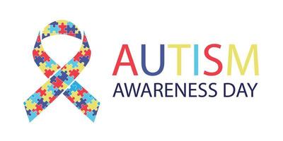 Autism Awareness Day Vector Design Poster banner free editable with illustration of puzzle jigsaw ribbon and type on colorful and rainbow color