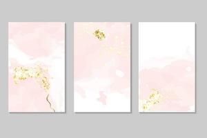 Spring wedding Invitation card  template collection.Light pink  or apricot watercolor wet texture.Blush  fluid  painting.Alcohol ink. vector