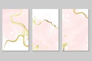Spring wedding Invitation card  template collection.Light pink  or apricot watercolor wet texture.Blush  fluid  painting.Alcohol ink. vector