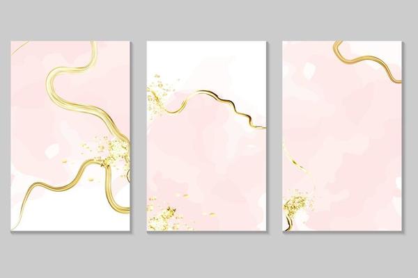 Spring wedding Invitation card  template collection.Light pink  or apricot watercolor wet texture.Blush  fluid  painting.Alcohol ink.