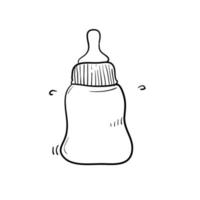 bottle of baby pacifier doodle handdrawn style vector