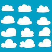 nube. conjunto nublado blanco abstracto aislado sobre fondo azul. ilustración vectorial con estilo de garabato dibujado a mano