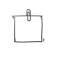 paperclip with blank white notepaper handdrawn doodle style vector