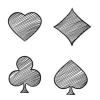 icono de casino de naipes con vector de estilo de garabato dibujado a mano