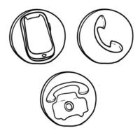 phone icon vector with handdrawn doodle style vector