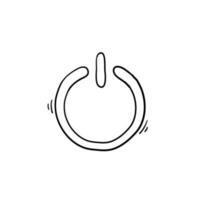power button icon with handdrawn doodle style vector