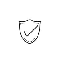 Tick mark approved icon vector on white background with hand drawn doodle style