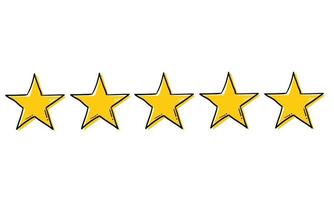 doodle Stars rating icon set. Gold star icon set isolated on a white background with hand drawn style vector