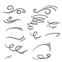 Wind icons nature, wave flowing illustration with hand drawn doodle cartoon style isolated on white background vector