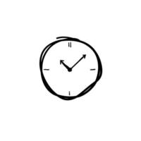 doodle clock icon illustration handdrawn style vector