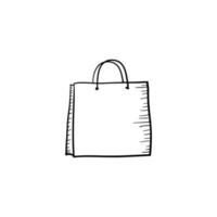 doodle icono de bolsa de compras estilo de dibujos animados dibujados a mano vector