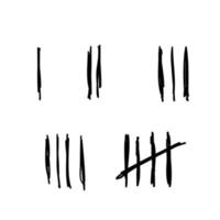 Tally marks, prison wall isolated. Counting signs with handddrawn doodle style vector