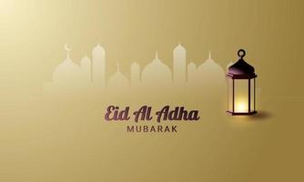 Eid Al Adha Background with lantern and Mosque. vector