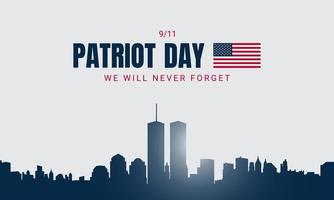 Patriot Day Background with New York City Silhouette. vector