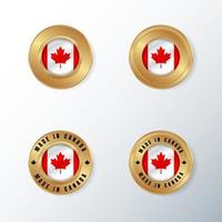 Golden badge icon with Canada country flag. vector