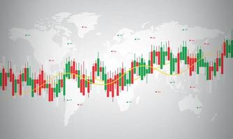 World Map with Financial Data Graph Chart. vector