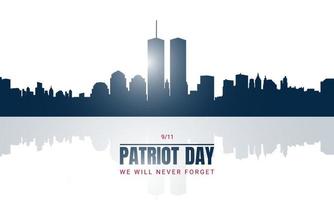 Patriot Day Background with New York City Silhouette. vector