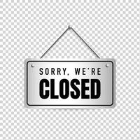 Sorry, we are closed with grunge texture on text. vector
