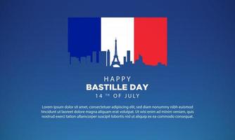 Bastille Day Background with Paris City Landscape. vector