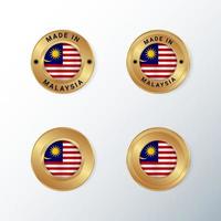 Malaysia golden badge icon with Malaysian country flag. vector
