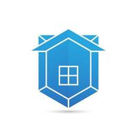 House and Shield Combined Logo. Vector Illustration.
