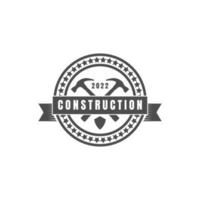 diseño de logotipo de hipster de martillo de casa de construcción retro vintage. - vectores. vector