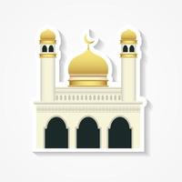 una plantilla de pegatina con el edificio de la mezquita aislado. - vectores. vector