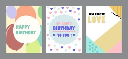 Set of lovely birthday greeting cards