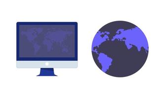 vector de tecnología del globo. hemisferios terrestres con continentes.