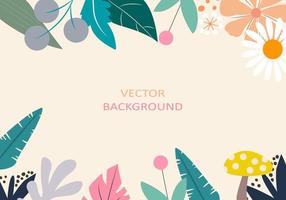Vector illustration in simple flat style - background with plants and leaves - backdrop for greeting cards, posters, banners and placards