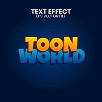 toon world efecto de texto 3d estilo gráfico vector