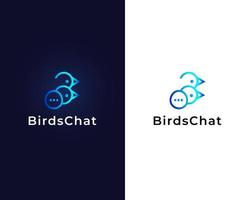 pájaro con plantilla de diseño de logotipo de signo de chat vector