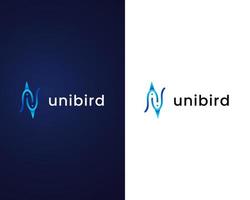 letter u with bird logo design template vector