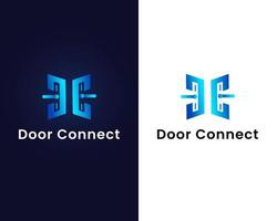 door with connect logo design template vector