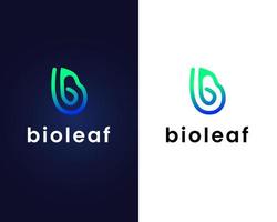 letter b with leaf logo design template vector