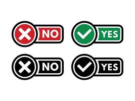 Tick and false, Tick and cross, Accepted, Rejected, Approved, Denied, True, False, True, False - green and red vector sign symbols. Isolated icon with black outline.