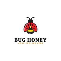 Vector flat bug honey logo template. Simple beetle icon.