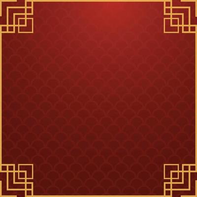 Chinese frame background. Red and yellow gold. Vector illustration