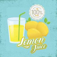 Lemon juice vector. Vintage lemon label design. Retro lemon poster design. Vintage fresh lemon juice vector illustration