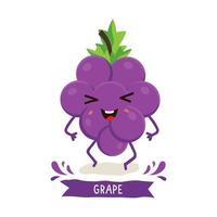 Funny grape fruit character isolated on white background vector