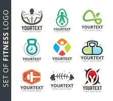 Set of fitness and gym logo design vector