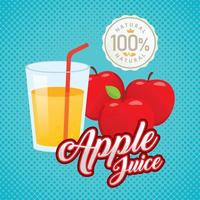 Apple juice vector. Vintage apple label design. Retro apple poster design. Vintage fresh apple juice vector illustration